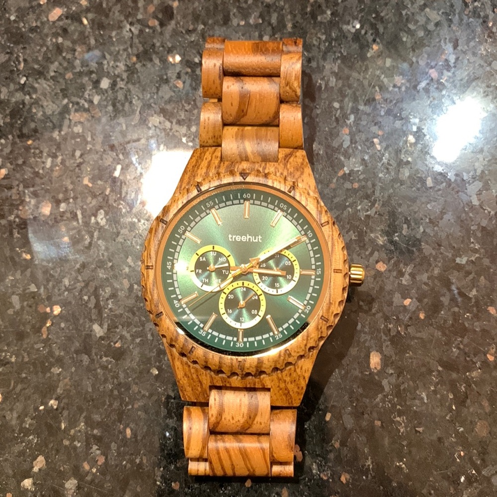 Treehut Classic Multifunction Zebrawood Green Watch